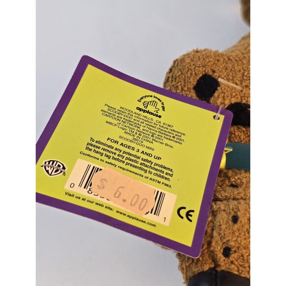 NWT 2001 Scooby Doo 9" Plush Applause Laying Down Crossed Arms Where Are You? - Picture 5 of 10